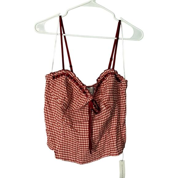 Red Gingham Spaghetti Strap Top - Picture 2 of 10